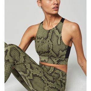 Varley Snakeskin Olive Sherman Bra Medium